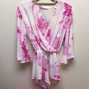 Pink floral romper